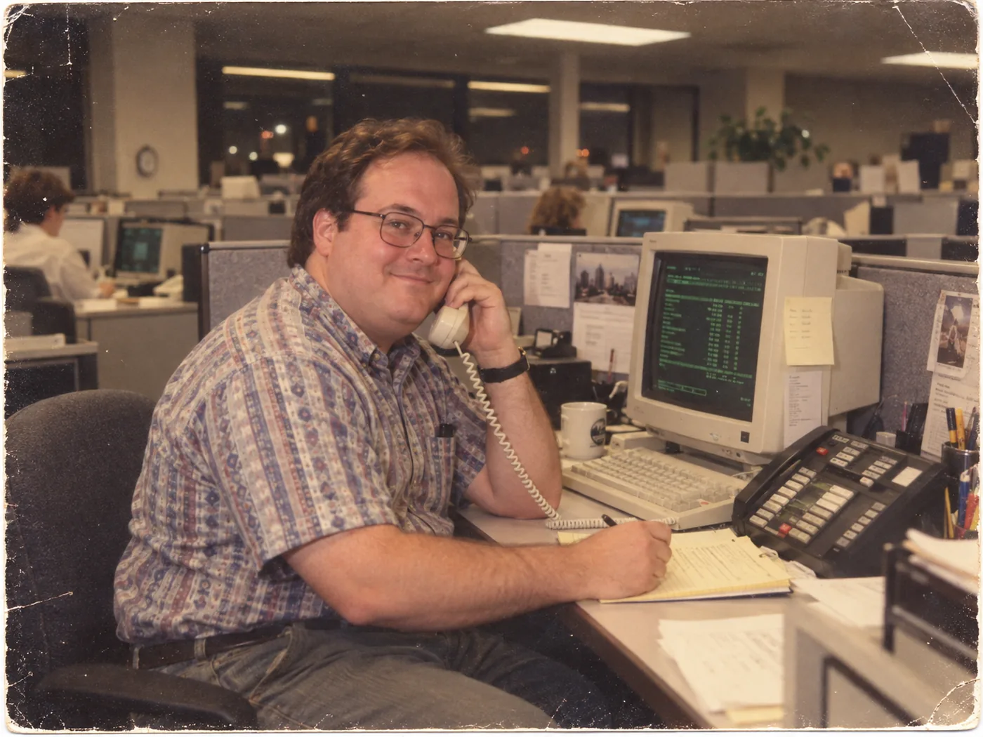 AI illustration: Working the night shift. I believe this was around 1992.
